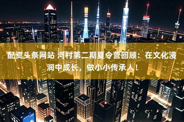 配资头条网站 河村第二期夏令营回顾：在文化浸润中成长，做小小传承人！